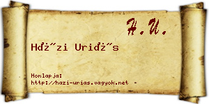 Házi Uriás névjegykártya